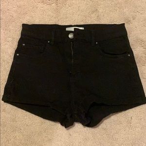 Retro high waist black denim shorts